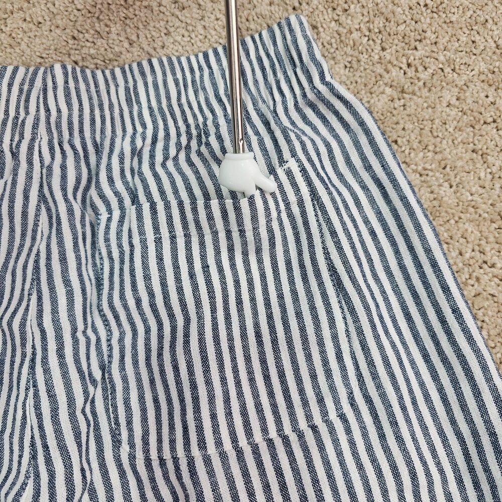 Old Navy High Rise Wide Leg Linen Blend Pants S Blue White Stripe Coastal - Picture 7 of 14